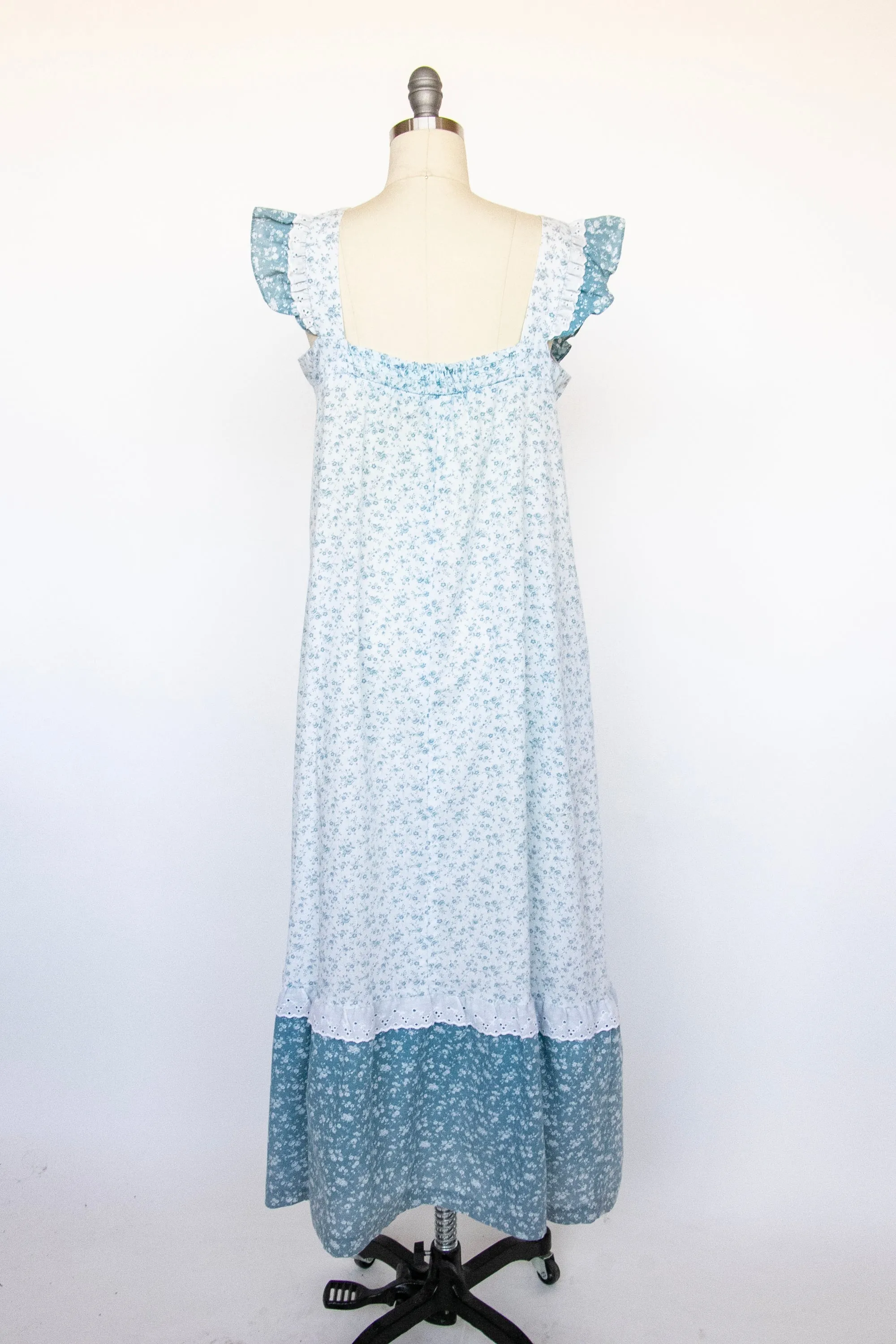 1970s Dress Floral Cotton Maxi Hawaiian M