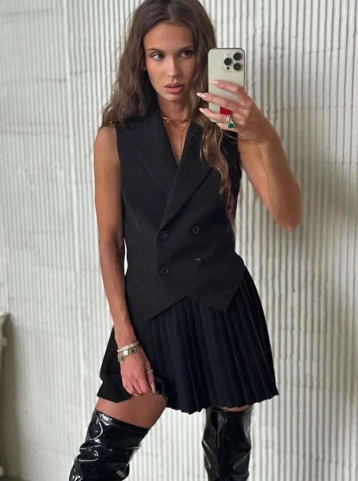 A&A Mini Pleated Skirt Suit Set