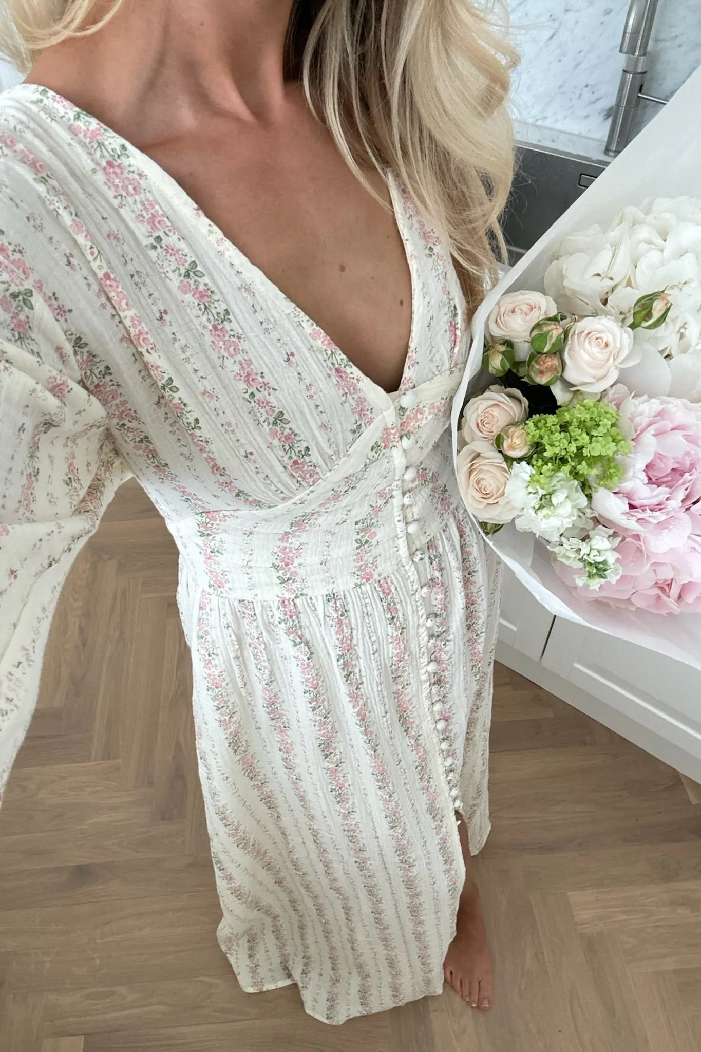 AdelIC Maxi Kjole - Lyserød Blomsterprint