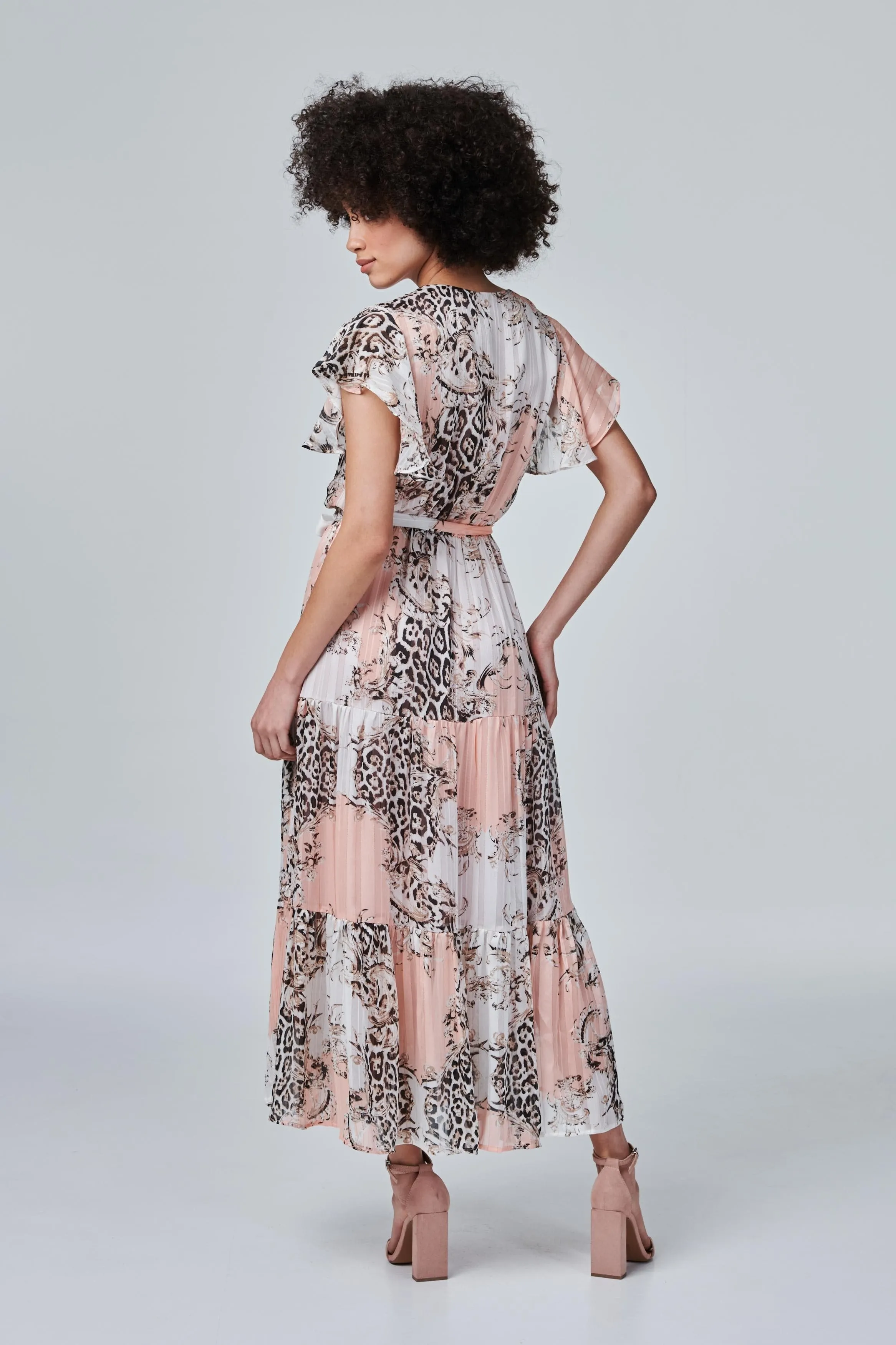 Animal Print Tiered Maxi Dress