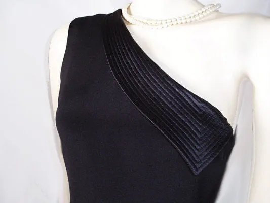 *ARMANI COLLEZIONI MADE IN ITALY BLACK ONE-SHOULDER GODDESS COCKTAIL DRESS