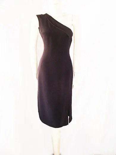 *ARMANI COLLEZIONI MADE IN ITALY BLACK ONE-SHOULDER GODDESS COCKTAIL DRESS