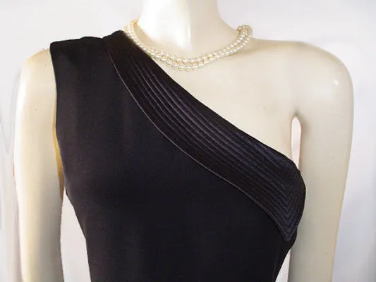 *ARMANI COLLEZIONI MADE IN ITALY BLACK ONE-SHOULDER GODDESS COCKTAIL DRESS