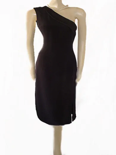 *ARMANI COLLEZIONI MADE IN ITALY BLACK ONE-SHOULDER GODDESS COCKTAIL DRESS