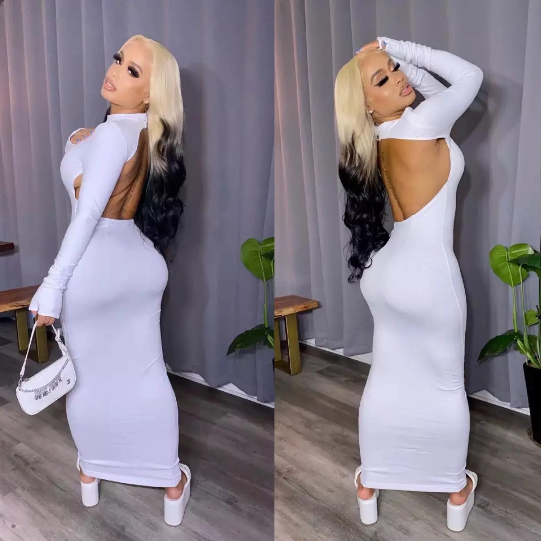 Back Open Long Bodycon Dress