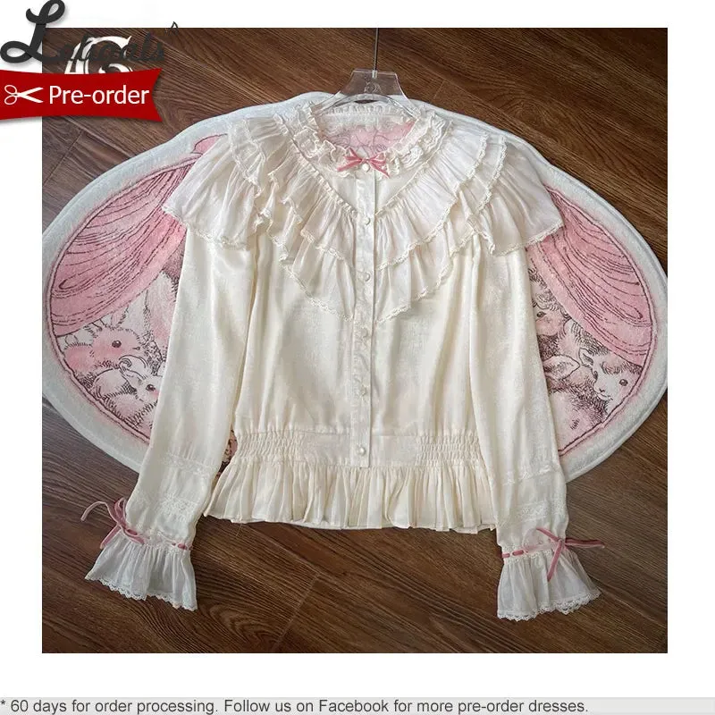 Bear & Doll ~ Sweet Long Sleeve Lolita Peplum Blouse by Alice Girl ~ Pre-order