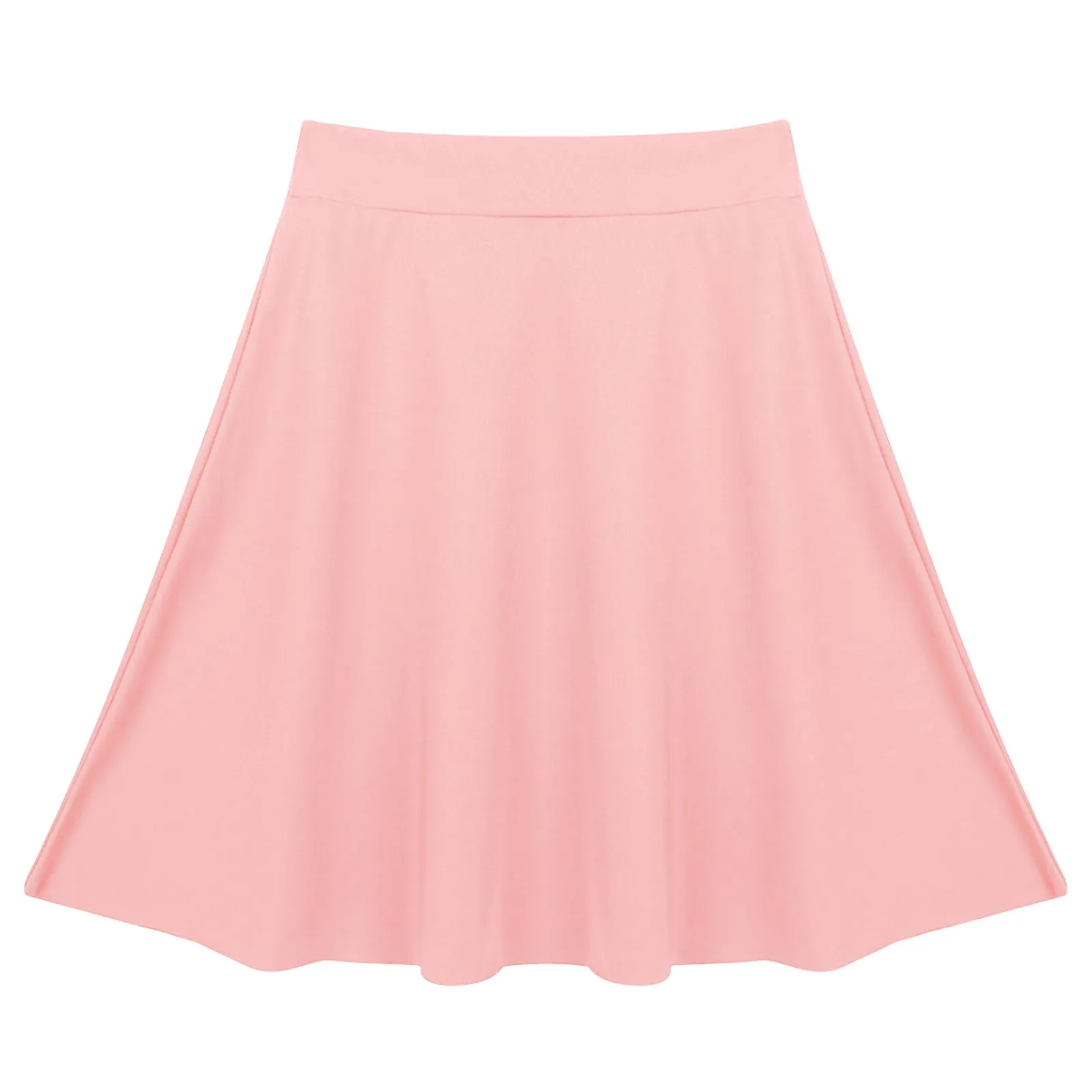 Big Girls Skater Skirt Solid Color Lightweight Stretchy Knee Length A-line Skirts Teen Kids Casual Party Costume Dance Skirt