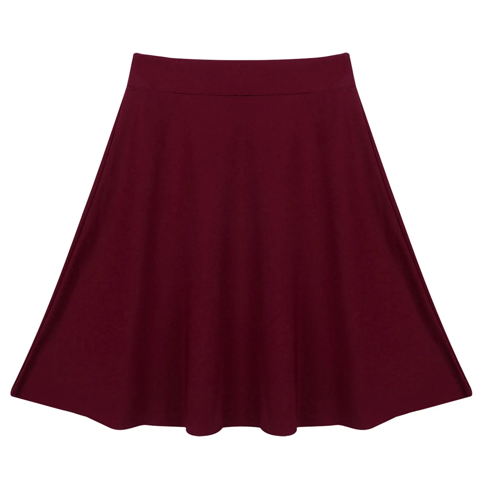 Big Girls Skater Skirt Solid Color Lightweight Stretchy Knee Length A-line Skirts Teen Kids Casual Party Costume Dance Skirt