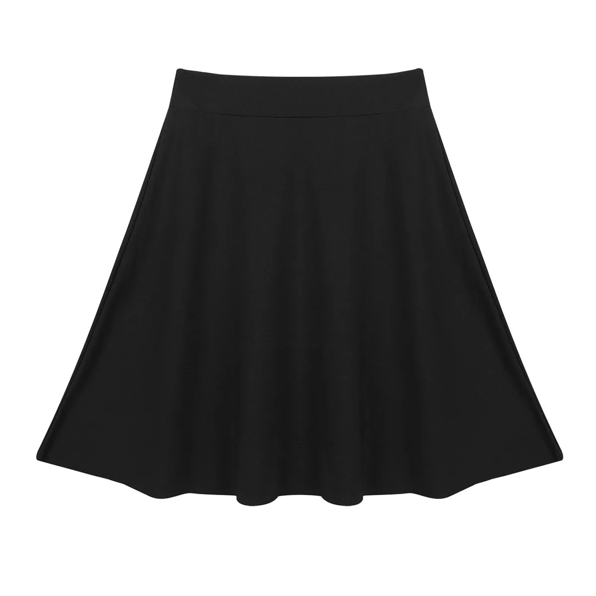 Big Girls Skater Skirt Solid Color Lightweight Stretchy Knee Length A-line Skirts Teen Kids Casual Party Costume Dance Skirt