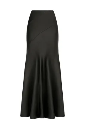 BLACK SILK MAXI SKIRT