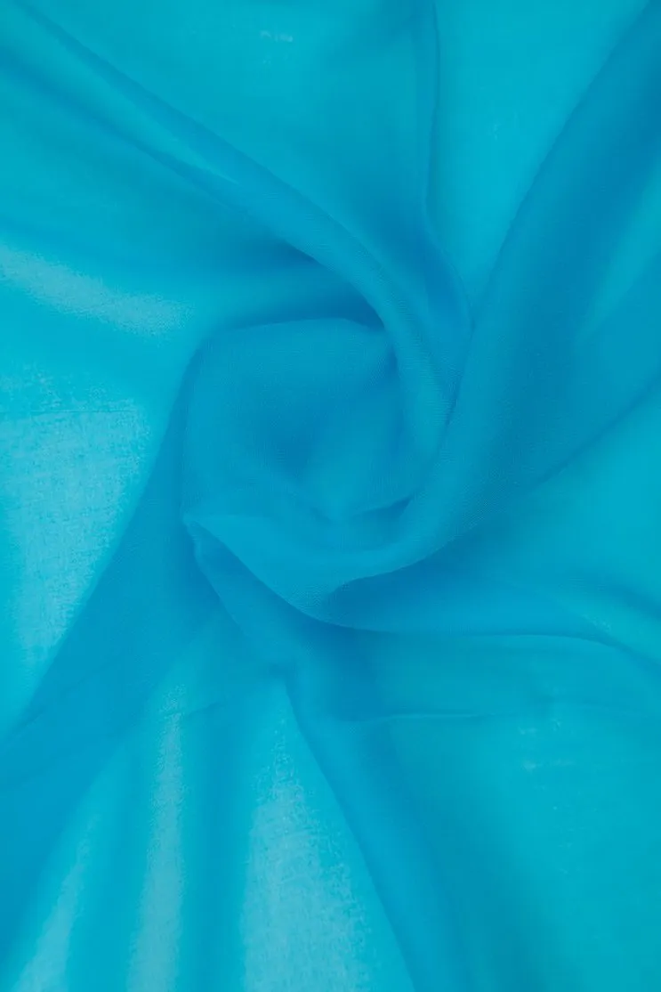 Blue Atoll Silk Chiffon Fabric