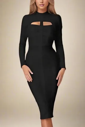 Brooke Long Sleeve Bandage Dress - Classic Black