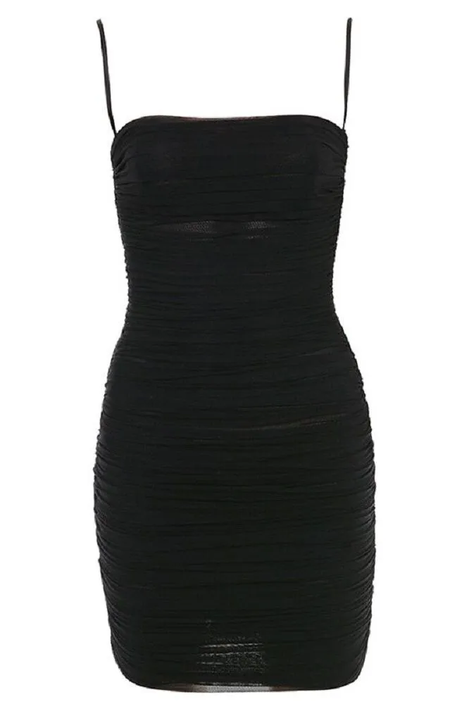 Cassie Bodycon Wrap Mini Dress - Classic Black