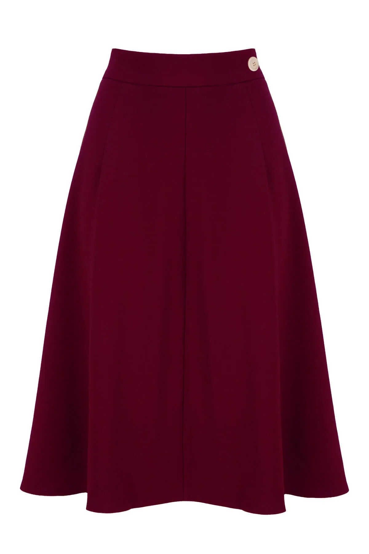 Classic 1940s Style A-Line Skirt in Burgundy