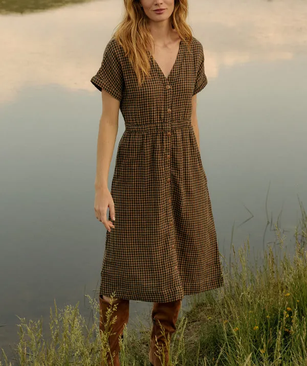 Coastal Double Gauze Short Sleeve Dress - Harvest Gingham