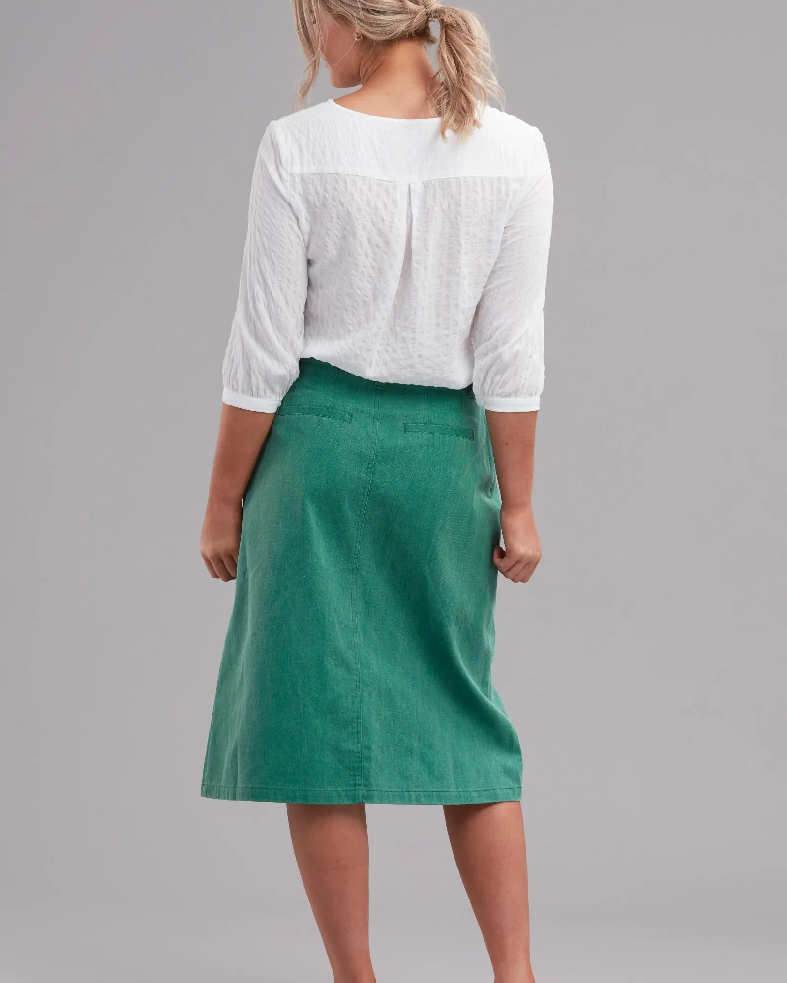 COTTON MIDI BUTTON  SKIRT