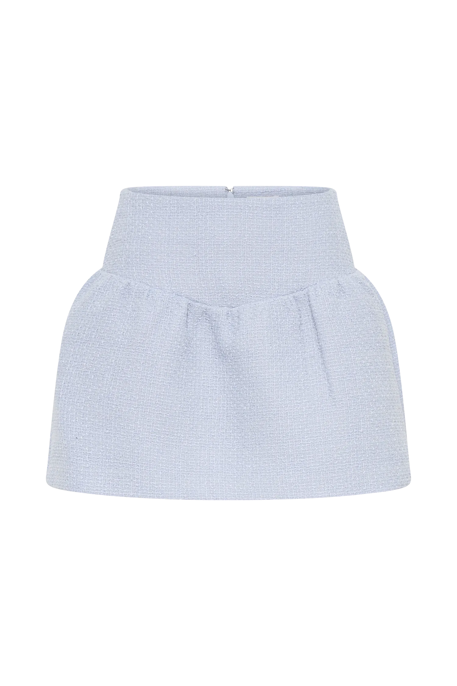 Cyrus Gathered Boucle Mini Skirt - Sky Blue