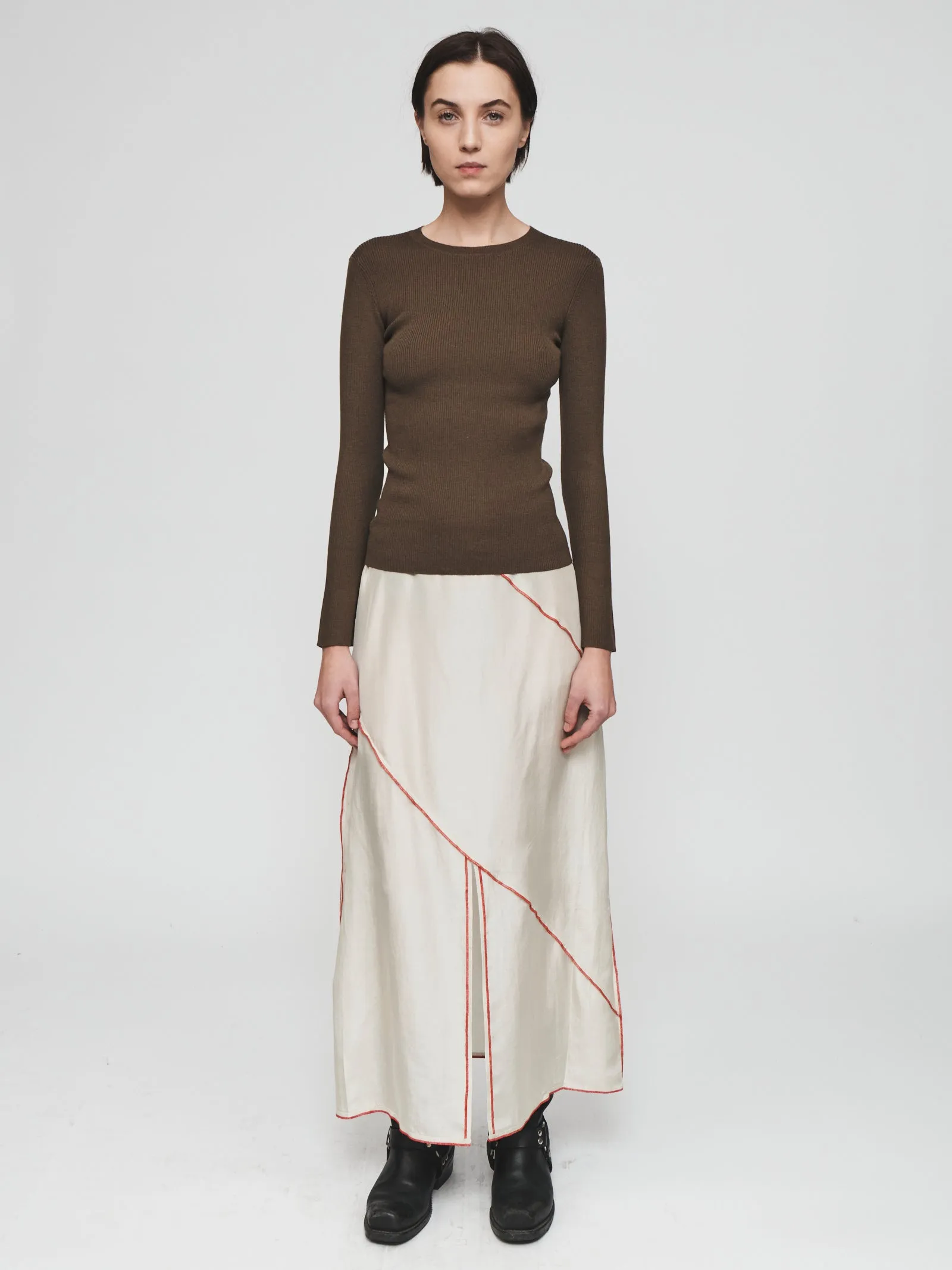 Deconstructed Midi Skirt in Chalk