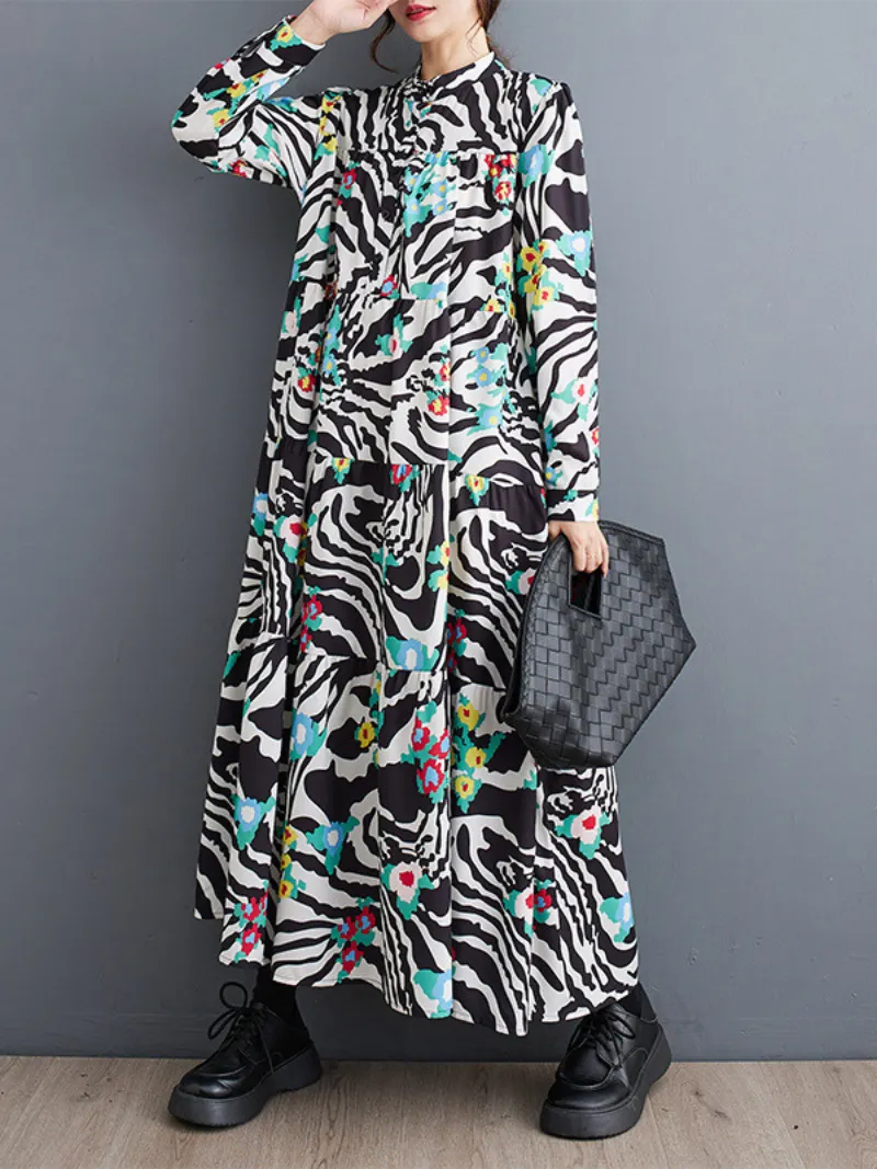 Elegant Floral Print Women's Stylish A-Line Dress