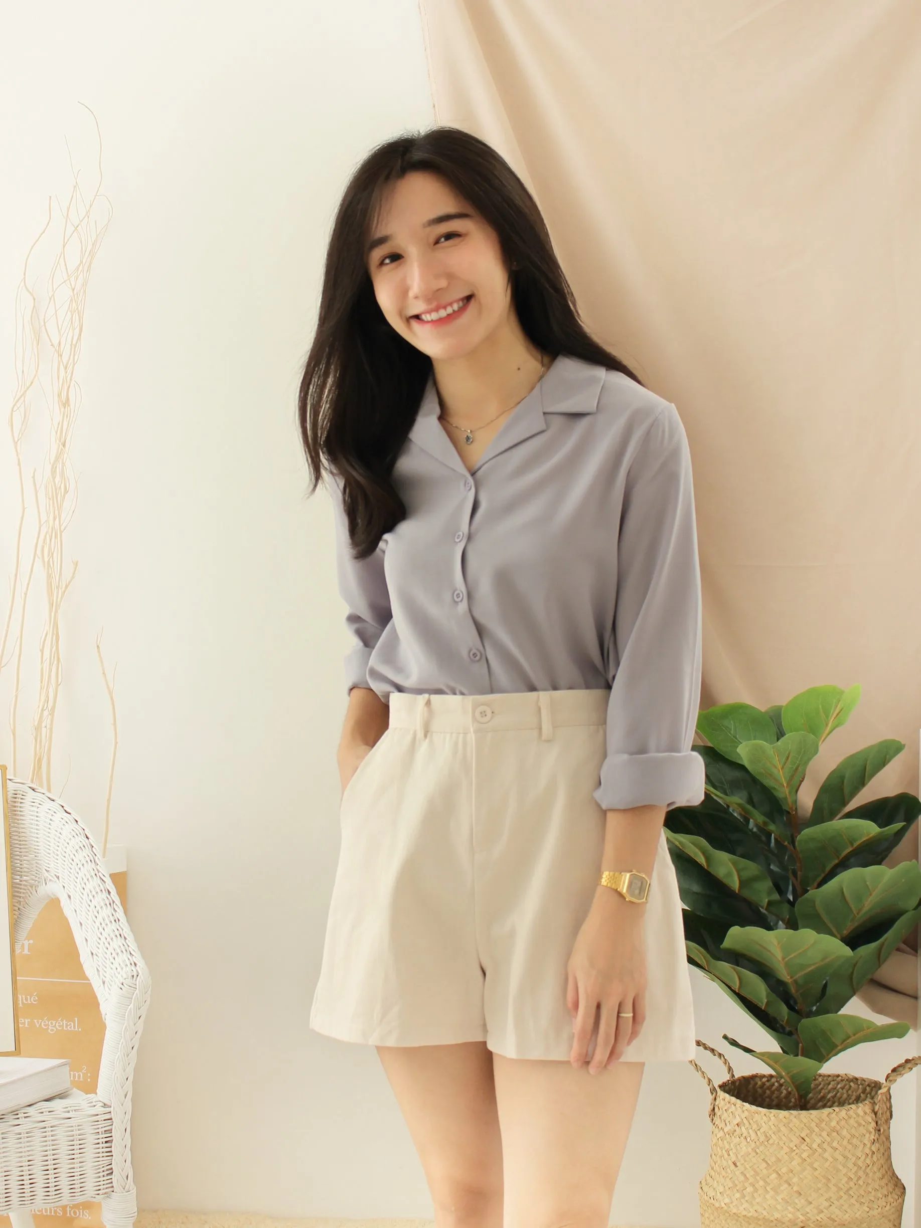 ELINIE Collar Blouse (Anti- Wrinkle Fabric)