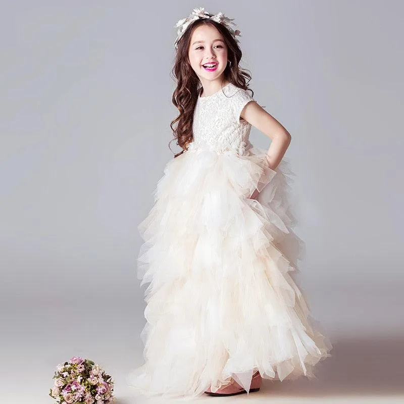 Girls Party Tulle Long  Ball Gowns