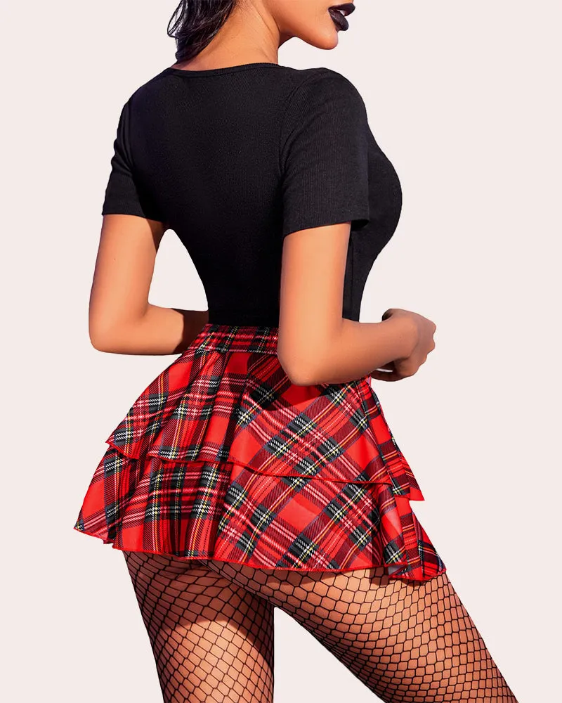 Halloween Pleated Mini Ruffle Skirts