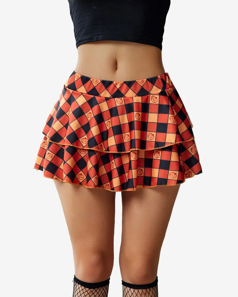 Halloween Pleated Mini Ruffle Skirts