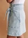 High-Waisted Lace-Up Denim Wrap Skirt