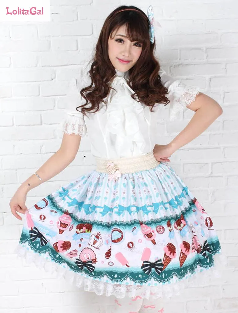 Icecream & Cookie ~ Sweet Printed Short A line Lolita Skirt