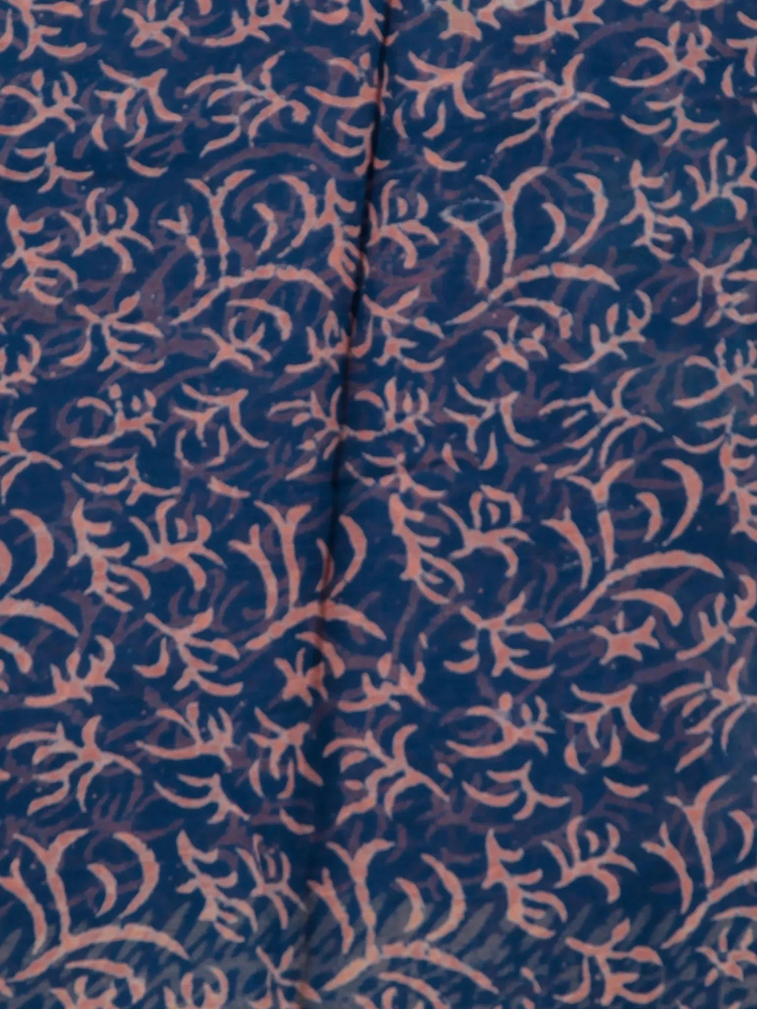 Indigo Coral Hand Block Printed Chiffon Saree with Zari Border - S031702761