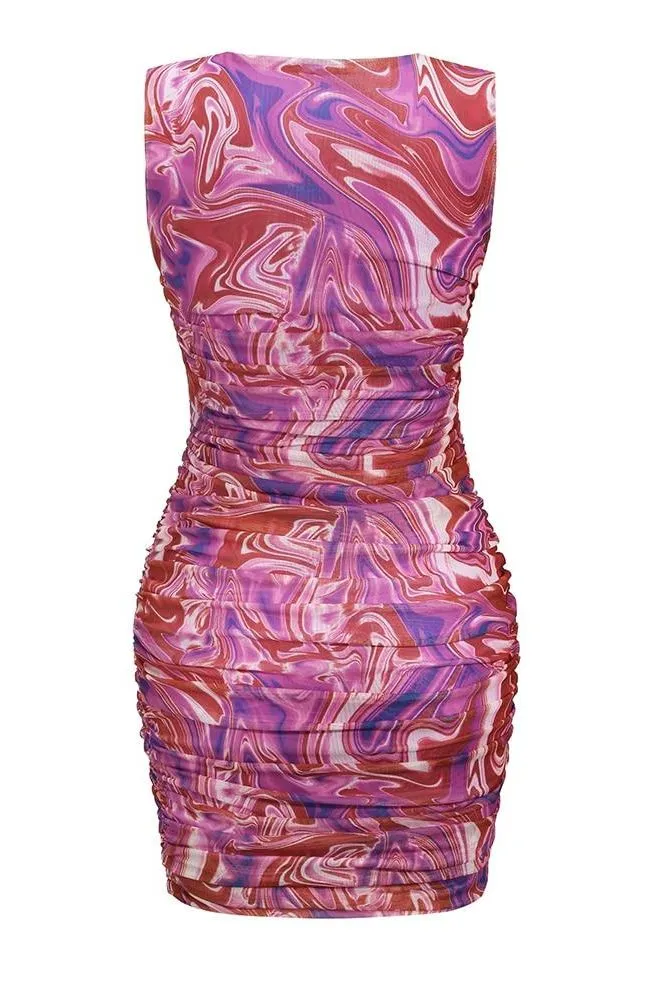 Isla Bodycon Wrap Mini Dress - Magenta Pink