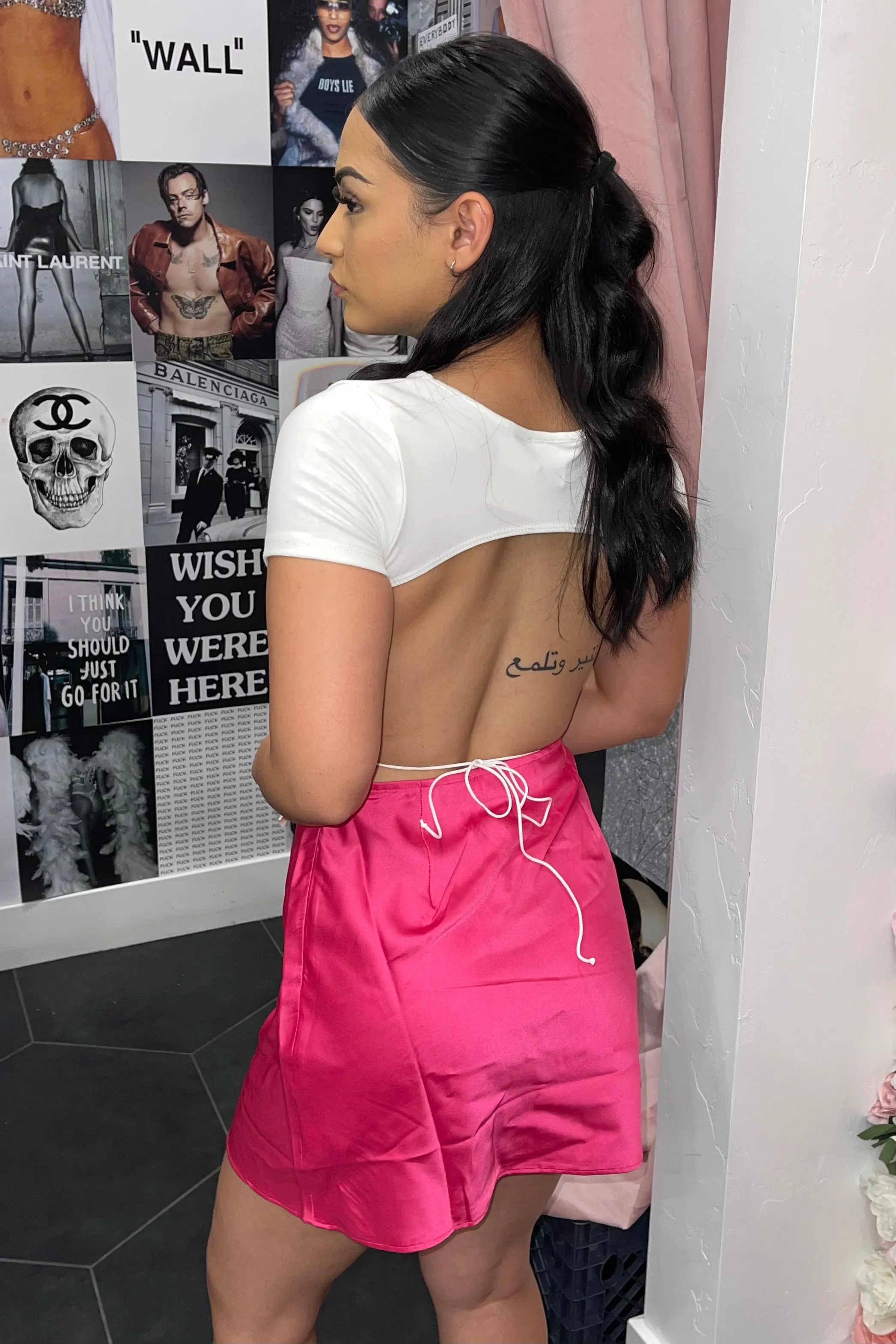 Kia Mini Satin Skirt (Pink)