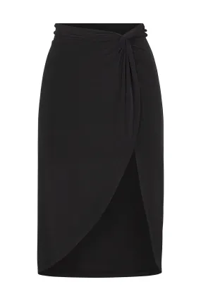 Knot Draped Midi Skirt in Luxe Cupro Jersey