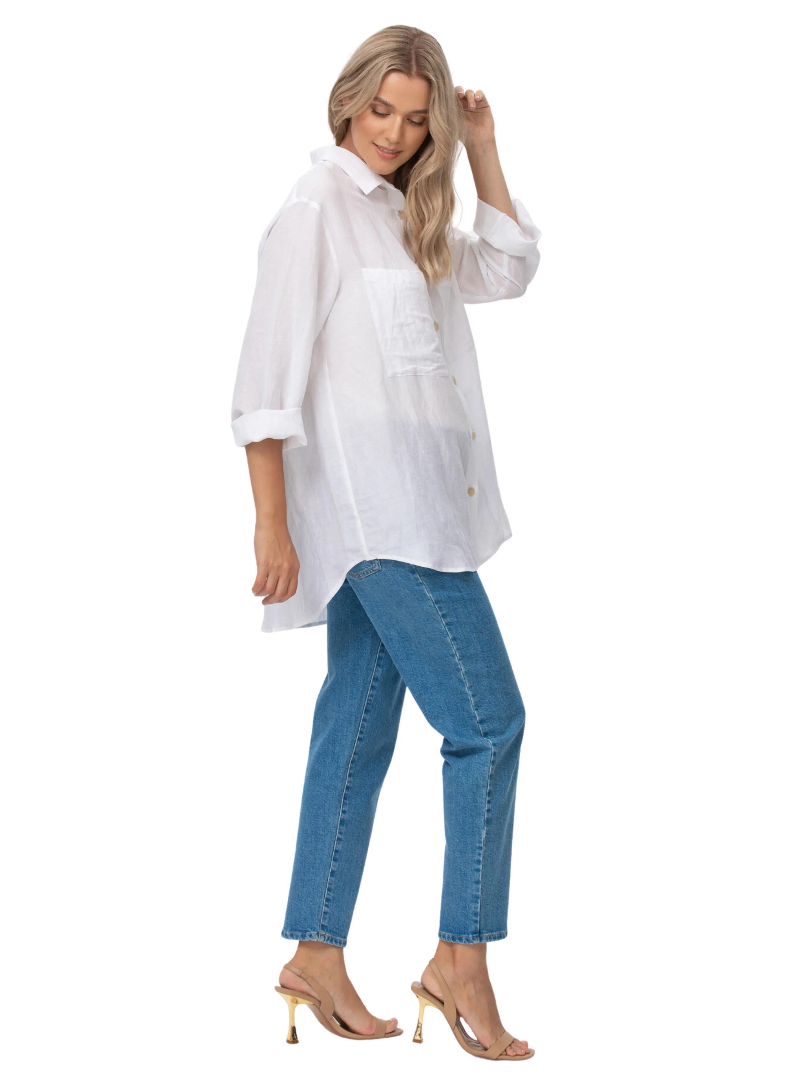 Liza Maternity Shirt - Cream White