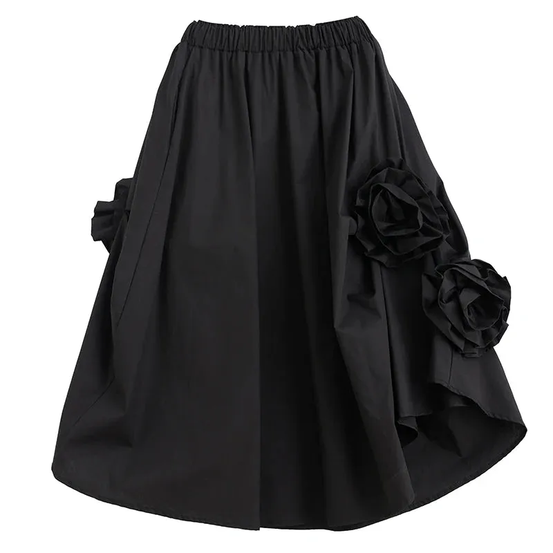 LVSANW black cotton vintage Elastic high waist spring summer autumn casual loose long for woman skirts womens 2024 skirt clothing