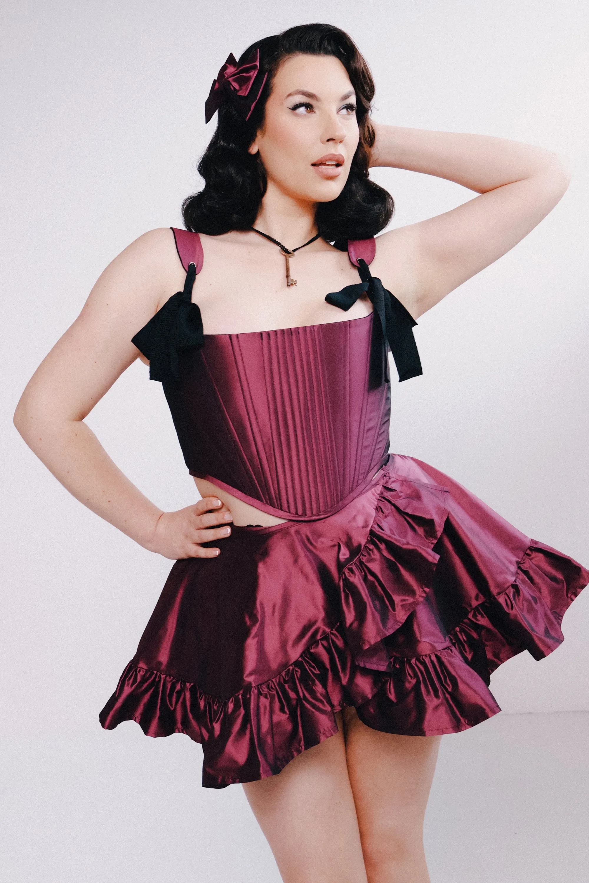 Mavis Skirt Dark Pink Taffeta