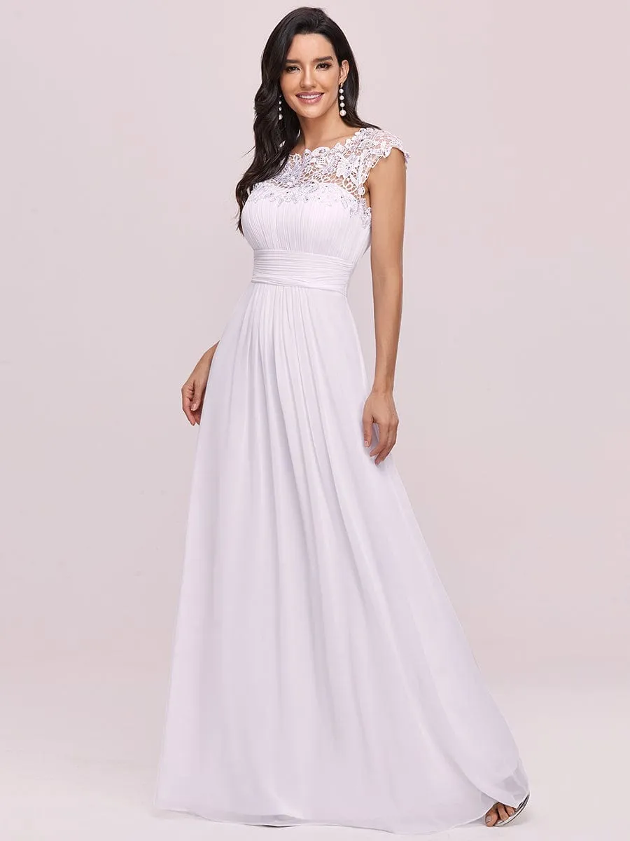 Maxi Lace Cap Sleeve Long Formal Evening Dress