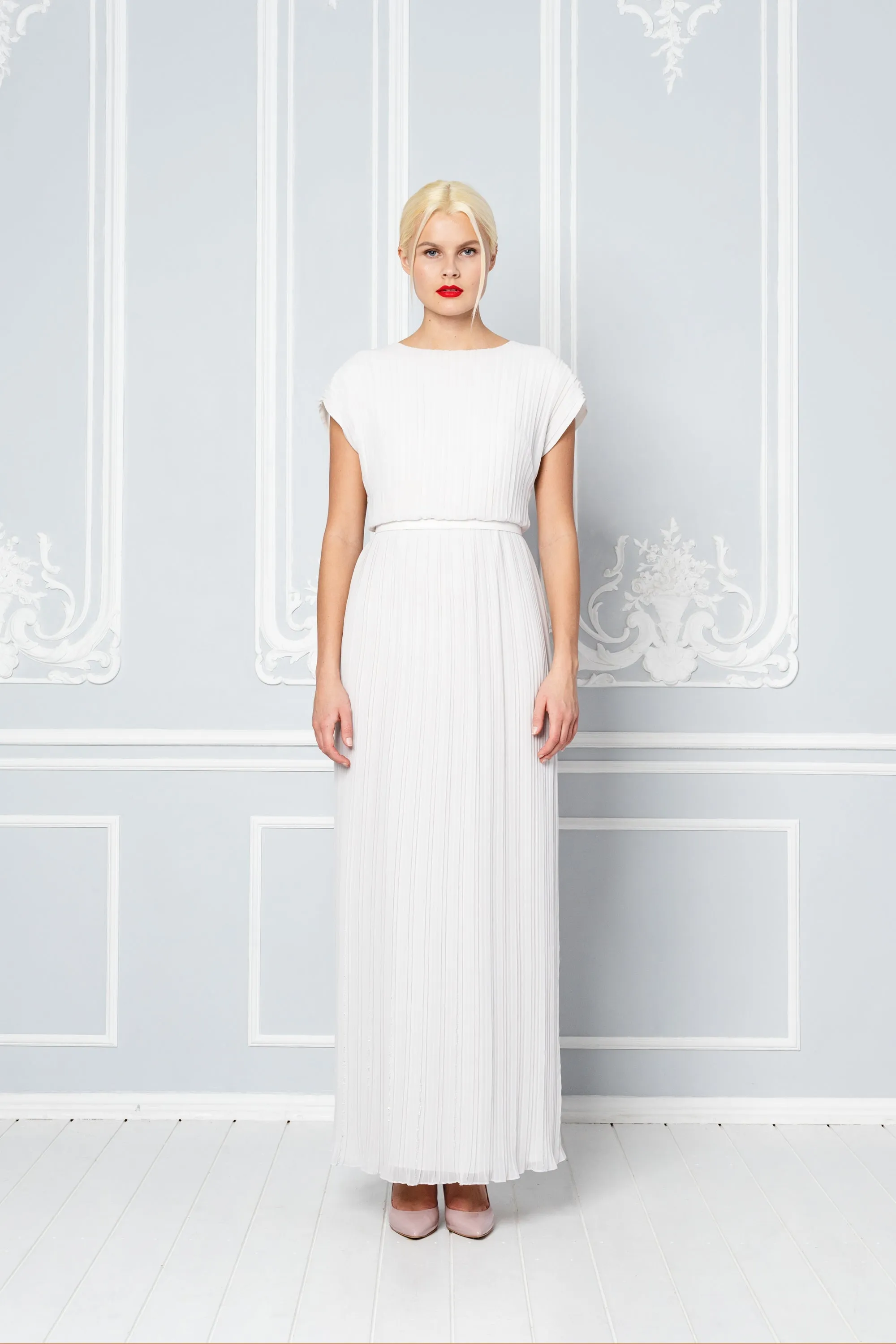 MERREMIA OFF-WHITE PLEATED GOWN