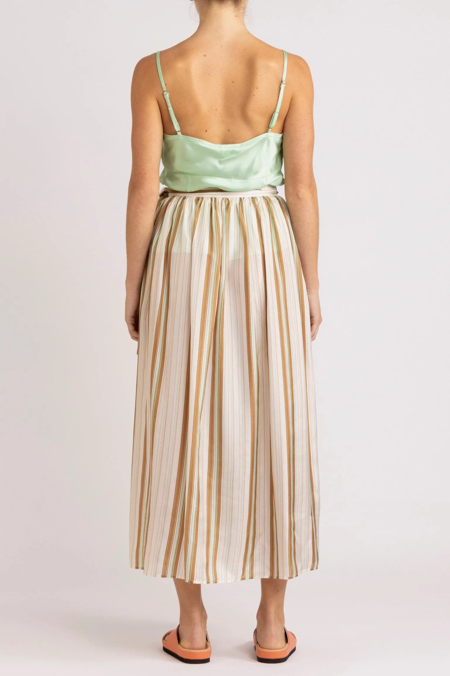 Mira Stripe Silk Wrap Skirt