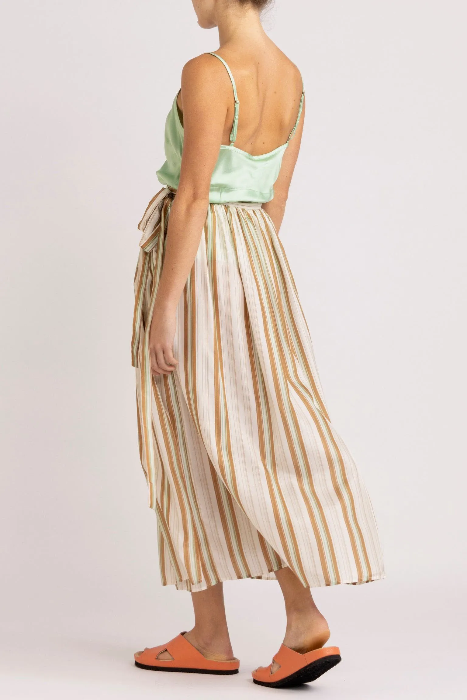 Mira Stripe Silk Wrap Skirt