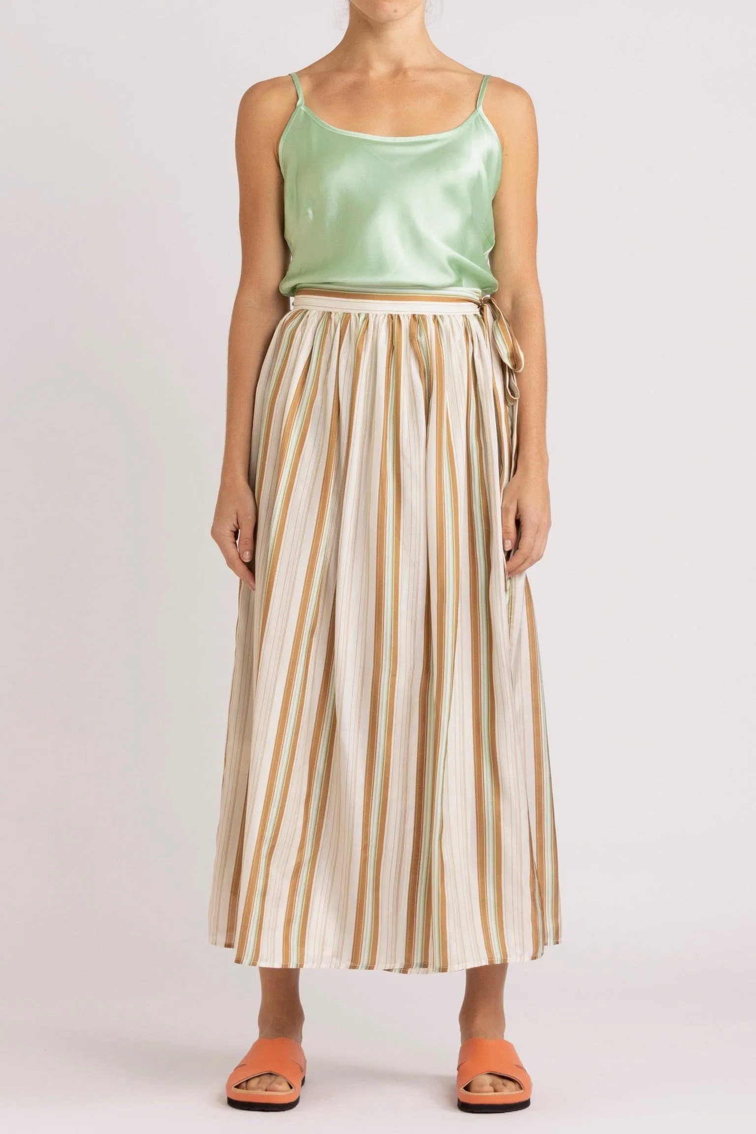 Mira Stripe Silk Wrap Skirt