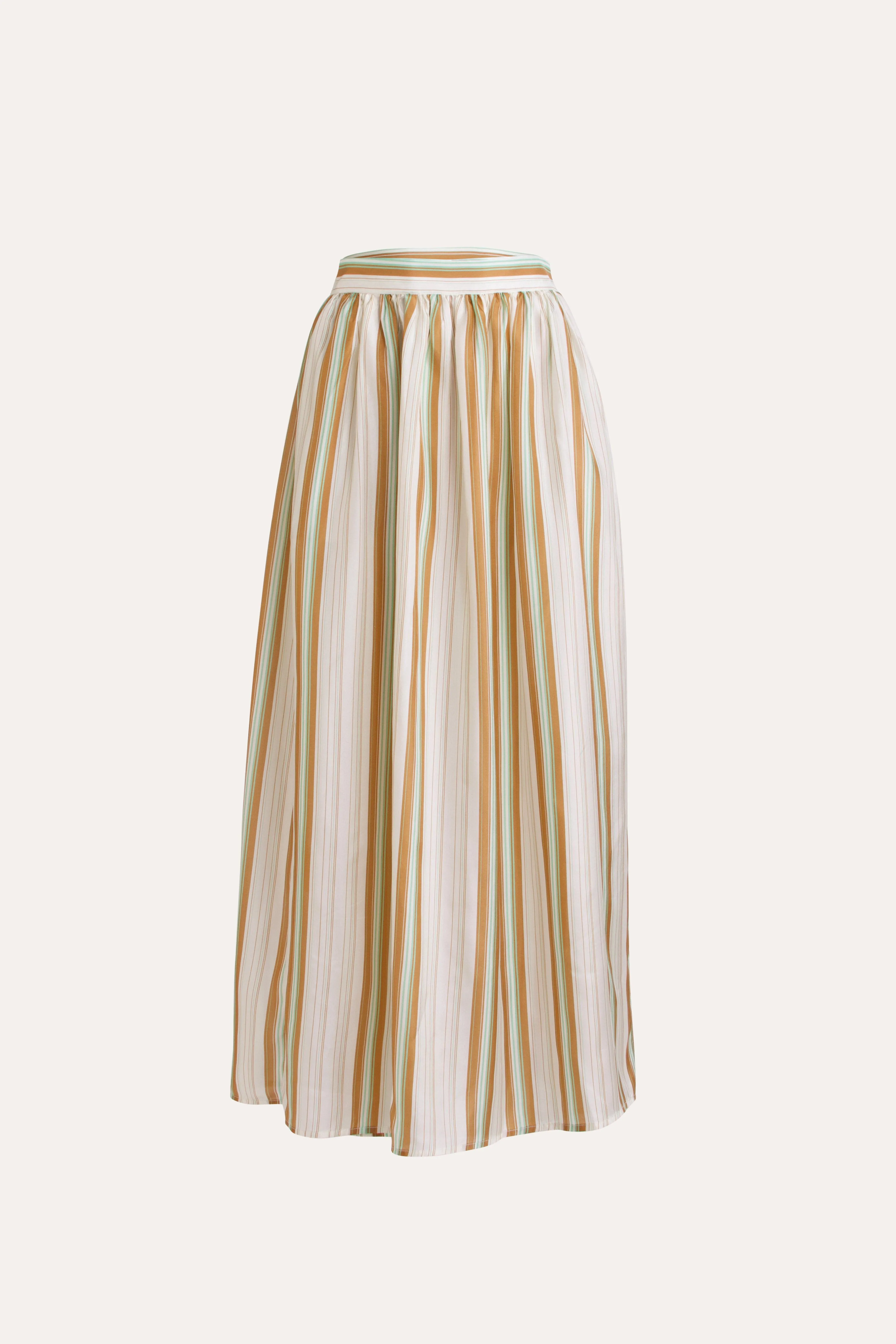 Mira Stripe Silk Wrap Skirt