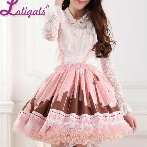 Modern Lovely Pink Pleated Lady's Lolita Lace Jumper Skirt