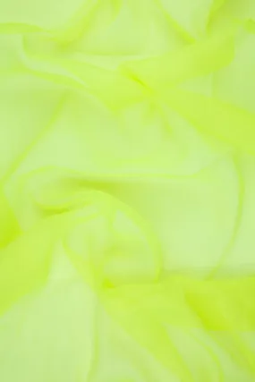 Neon Yellow-Green Silk Crinkled Chiffon Fabric