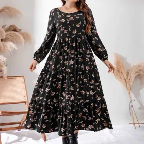 Plus Size Pullover Printed Maxi Printed Dress