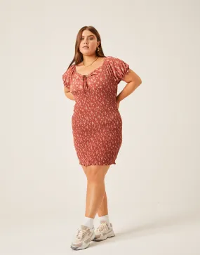 Plus Size Smocked Floral Bodycon Dress