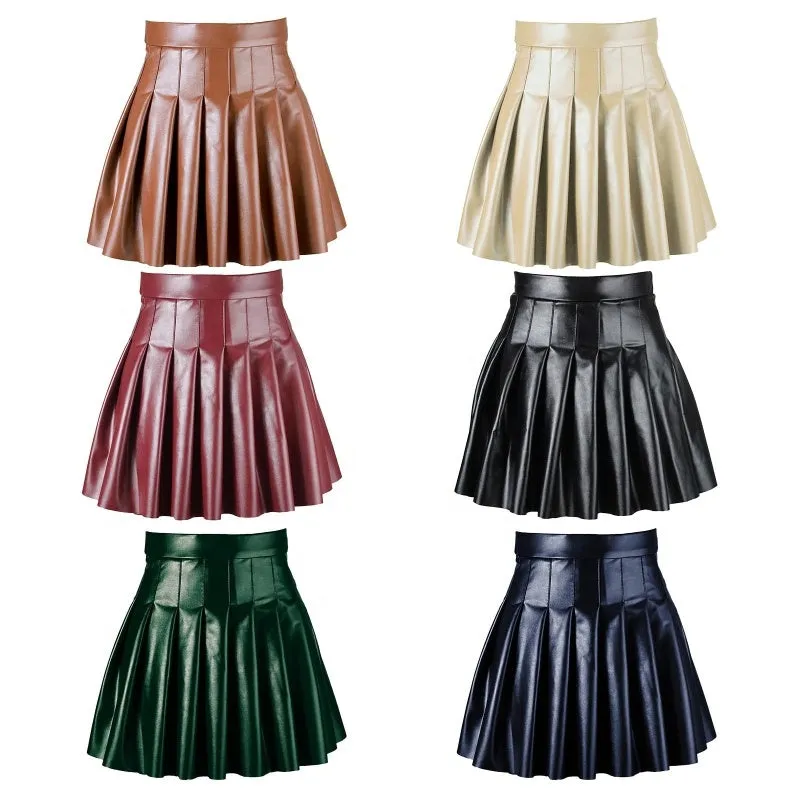 PU Leather Pleated Skirt - Culture Heaven Special