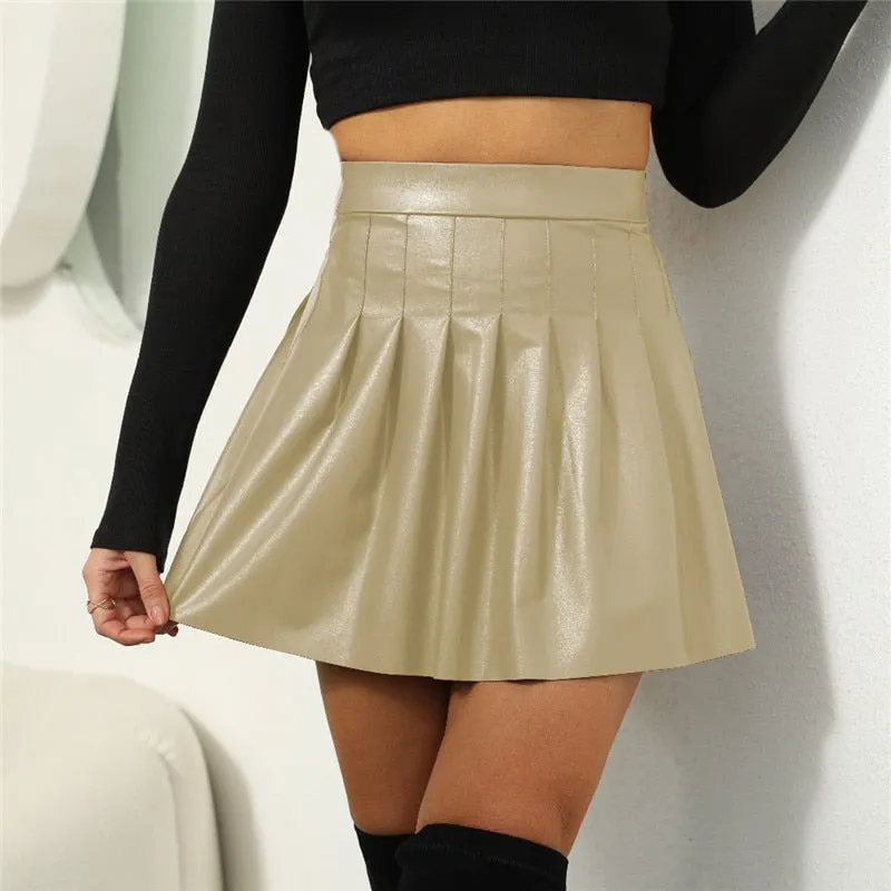 PU Leather Pleated Skirt - Culture Heaven Special