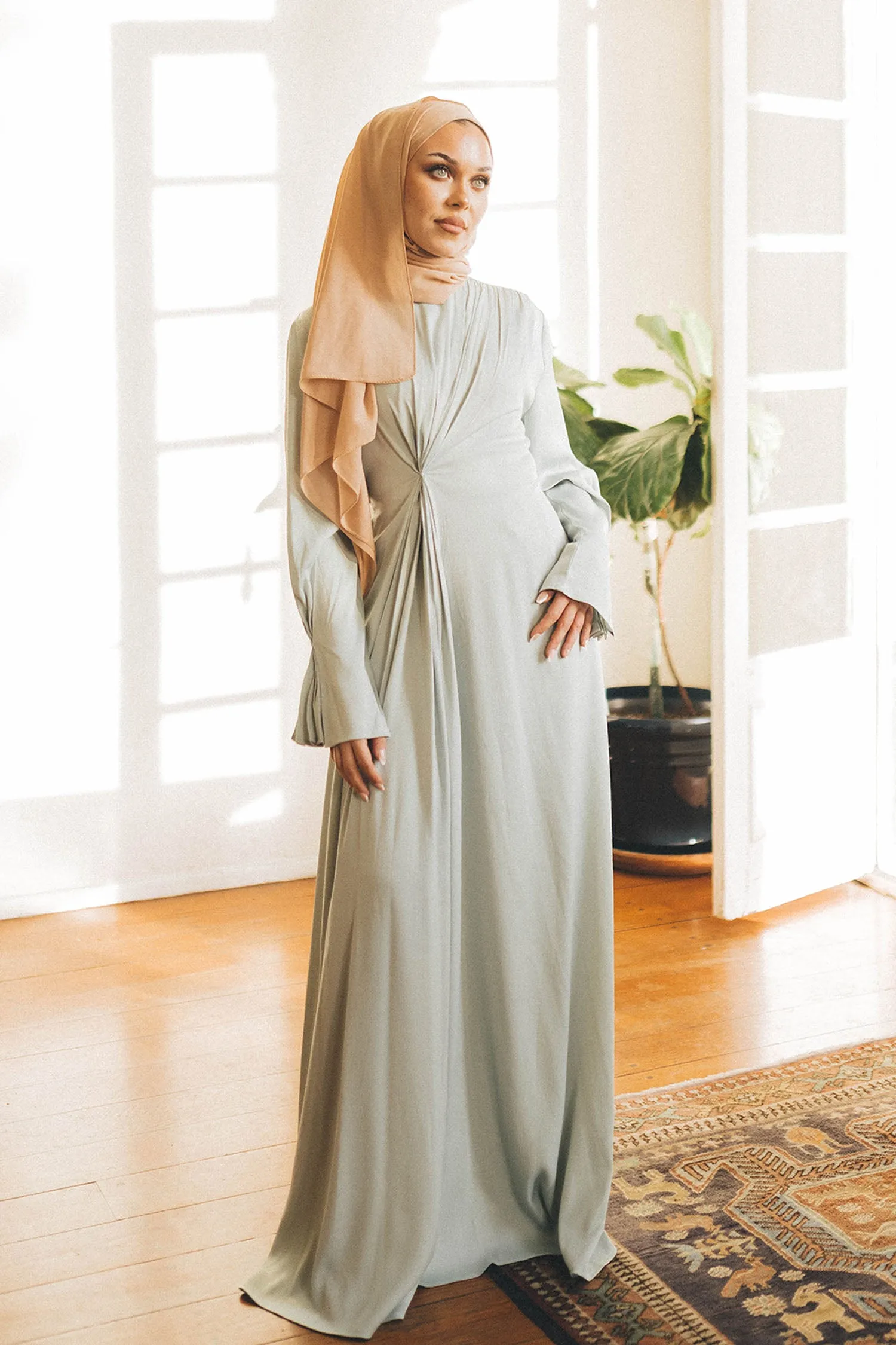 Remas Pleat Maxi Dress- Aloe Mint