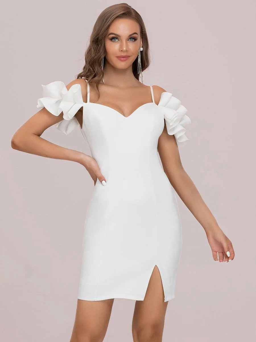 Unique Off Shoulder Sweetheart White Cocktail Dress